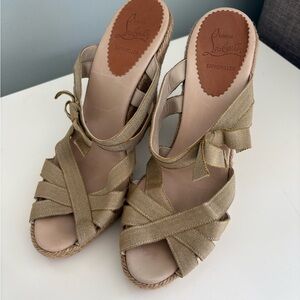 Christian Louboutin Delfin Wedge Espadrille Sandals Size 39